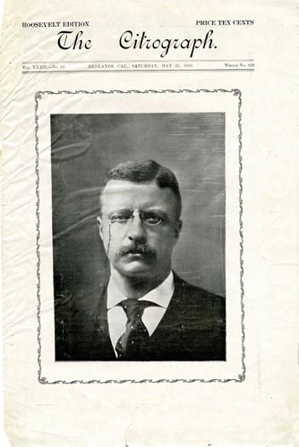 Cover of the newspaper "The Citrograph" including a large portrait of President Theodore Roosevelt.