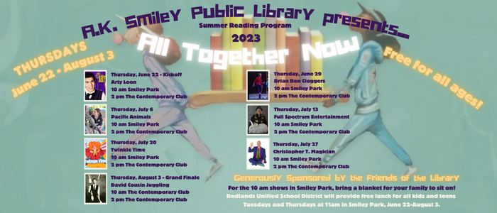 Kids' Summer Reading Program at A.K. Smiley Public Library - "All Together Now"